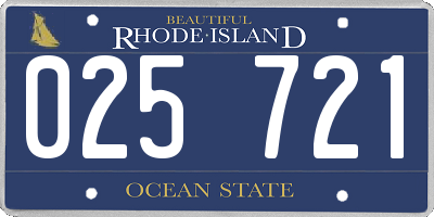 RI license plate 025721