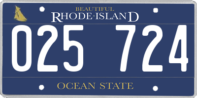 RI license plate 025724