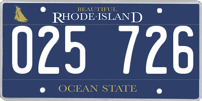RI license plate 025726