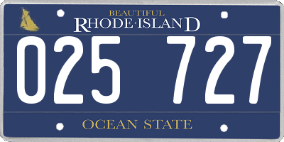 RI license plate 025727