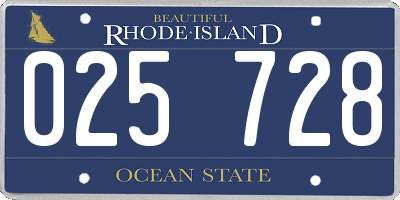 RI license plate 025728