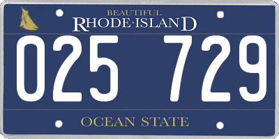 RI license plate 025729