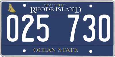 RI license plate 025730