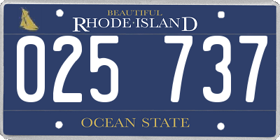 RI license plate 025737