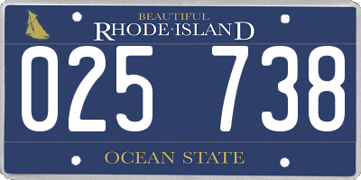 RI license plate 025738