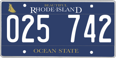 RI license plate 025742