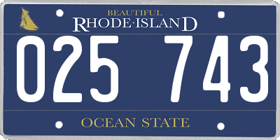 RI license plate 025743