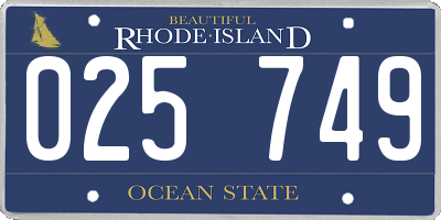 RI license plate 025749