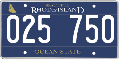 RI license plate 025750