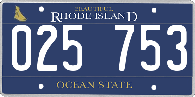 RI license plate 025753