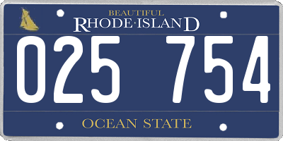 RI license plate 025754