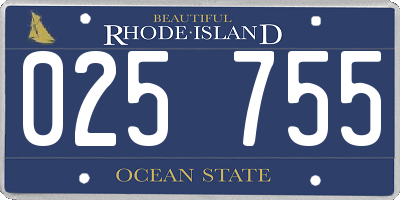 RI license plate 025755