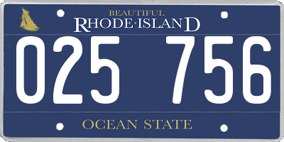 RI license plate 025756