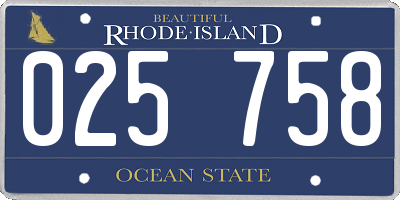 RI license plate 025758