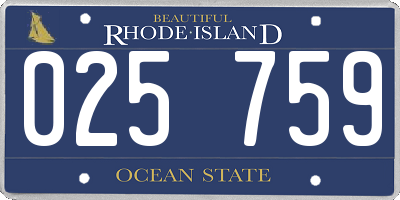 RI license plate 025759