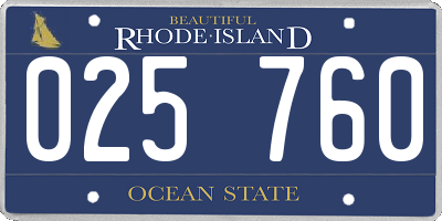 RI license plate 025760