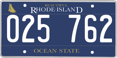 RI license plate 025762