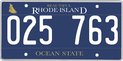 RI license plate 025763