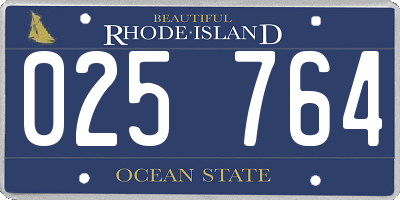 RI license plate 025764