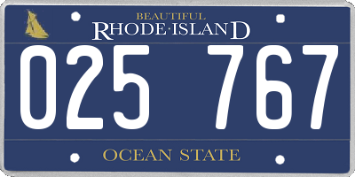 RI license plate 025767