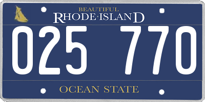 RI license plate 025770