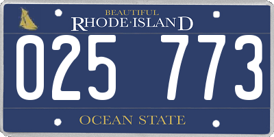 RI license plate 025773