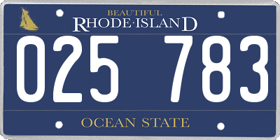 RI license plate 025783