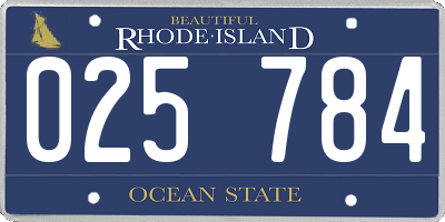 RI license plate 025784