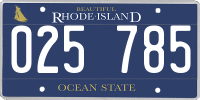 RI license plate 025785