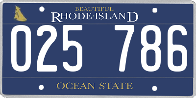 RI license plate 025786