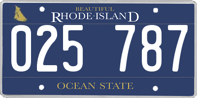 RI license plate 025787