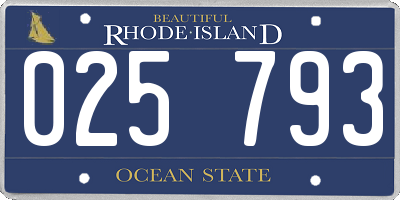RI license plate 025793