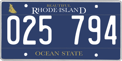 RI license plate 025794