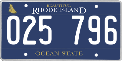 RI license plate 025796