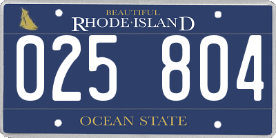 RI license plate 025804
