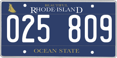 RI license plate 025809