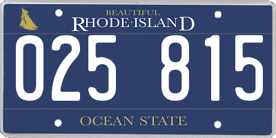 RI license plate 025815