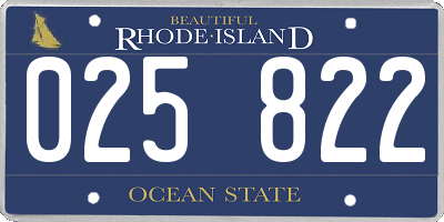 RI license plate 025822