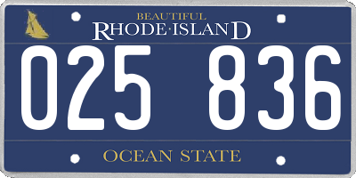 RI license plate 025836
