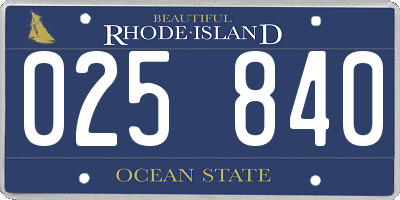 RI license plate 025840