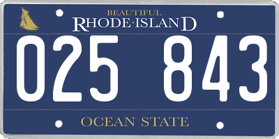RI license plate 025843