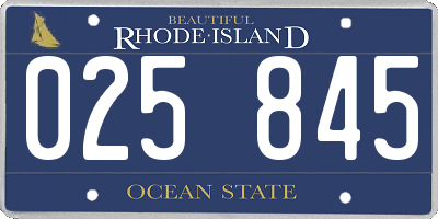 RI license plate 025845