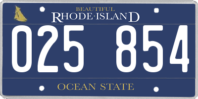 RI license plate 025854