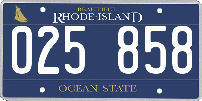 RI license plate 025858
