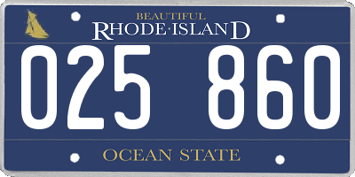 RI license plate 025860