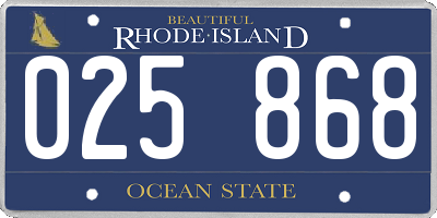 RI license plate 025868