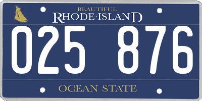 RI license plate 025876