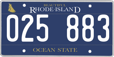 RI license plate 025883