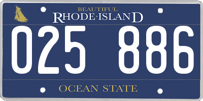 RI license plate 025886