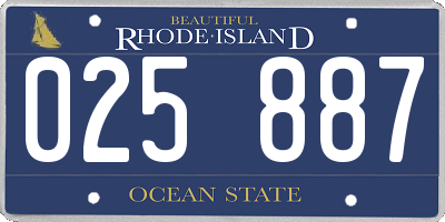 RI license plate 025887